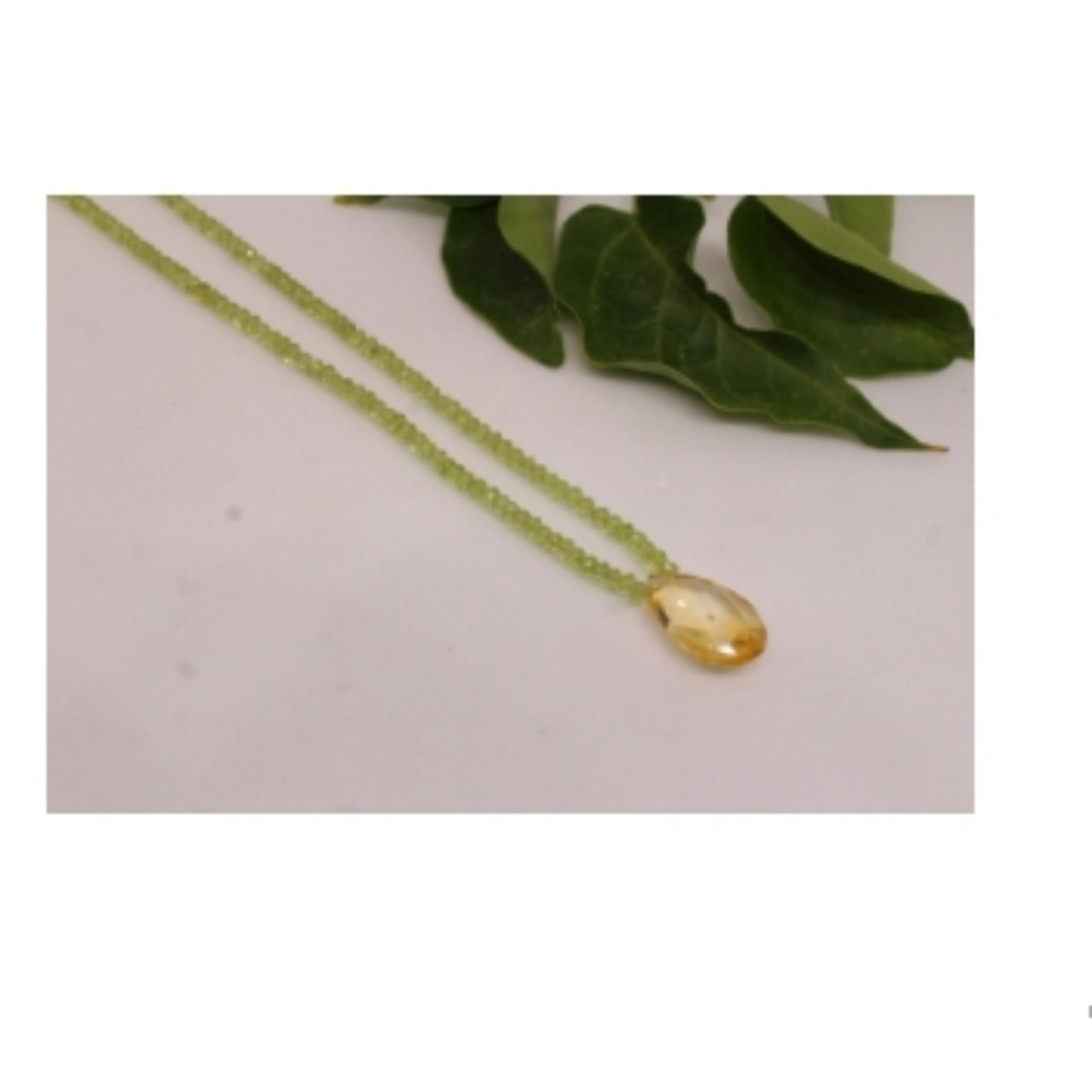 Peridot  citrine necklace 17"